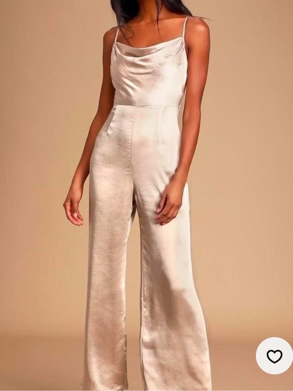 Sincerely Jules Champagne / gold Satin Cowl-Neck Wide-Leg Jumpsuit
